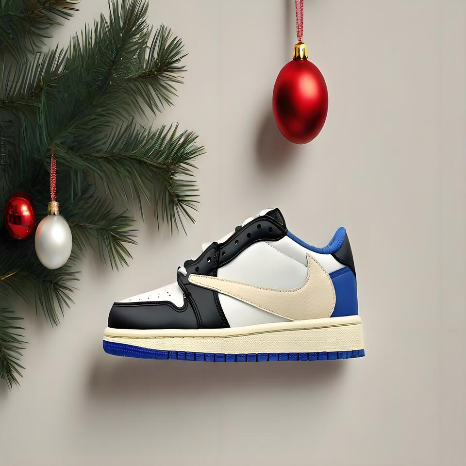 Nike Air Jordan 1 Low 'Black Blue White Sail' Leather Sneakers