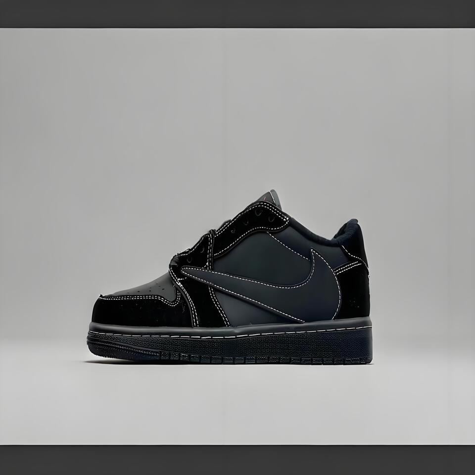 Nike Air Jordan 1 Low Black Suede Retro Basketball Sneakers