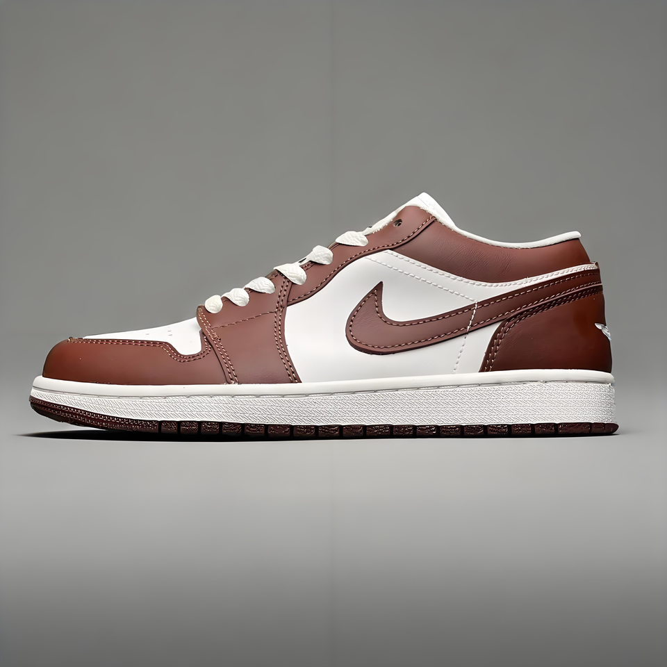 Nike Air Jordan 1 Low Brown White Leather Retro Casual Shoes