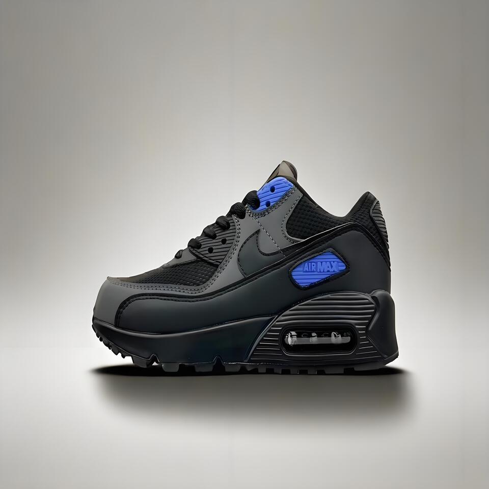 Nike Air Max 90 Retro Black Blue Gray Cushioned Sneakers