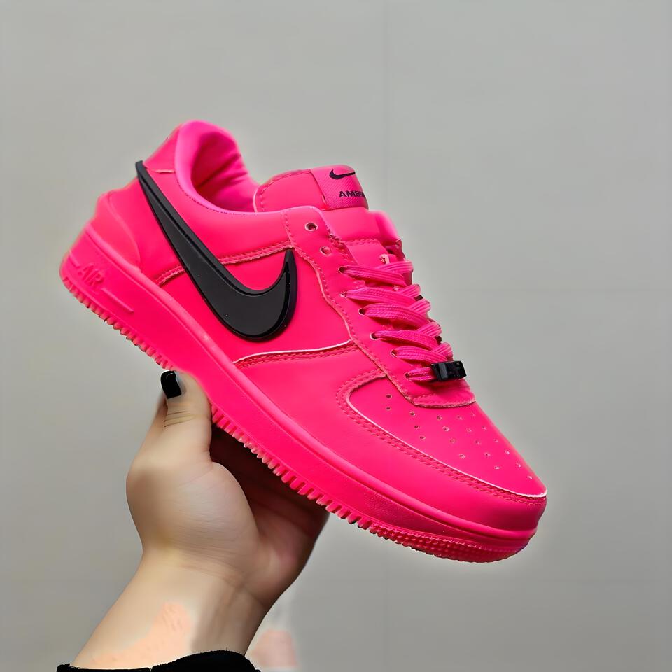 Nike AMBUSH Air Force 1 Pink Black Leather Sneakers Men Women