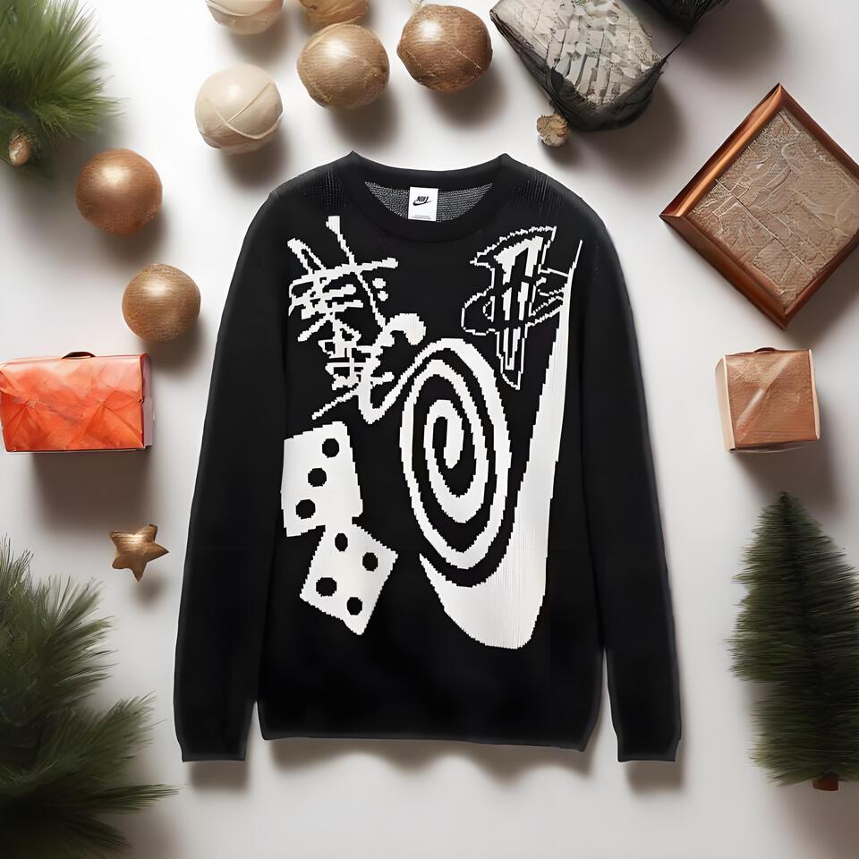 Nike Black Cotton Blend Street Style Knit Sweater