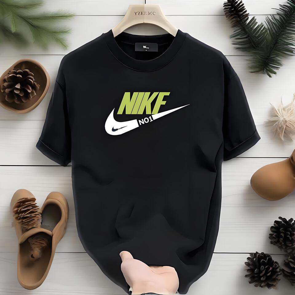 Nike Black Cotton Crew Neck T-Shirt Unisex Streetwear