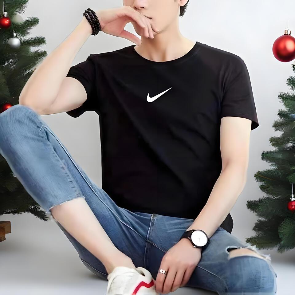 Nike Black Cotton T-Shirt Unisex Casual Athletic Top