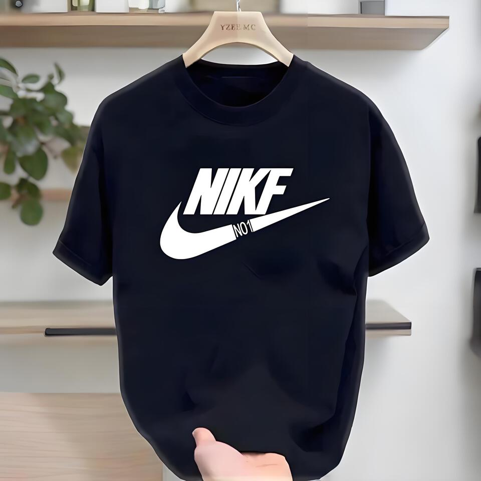 Nike Black Cotton T-Shirt Unisex Street Style Print