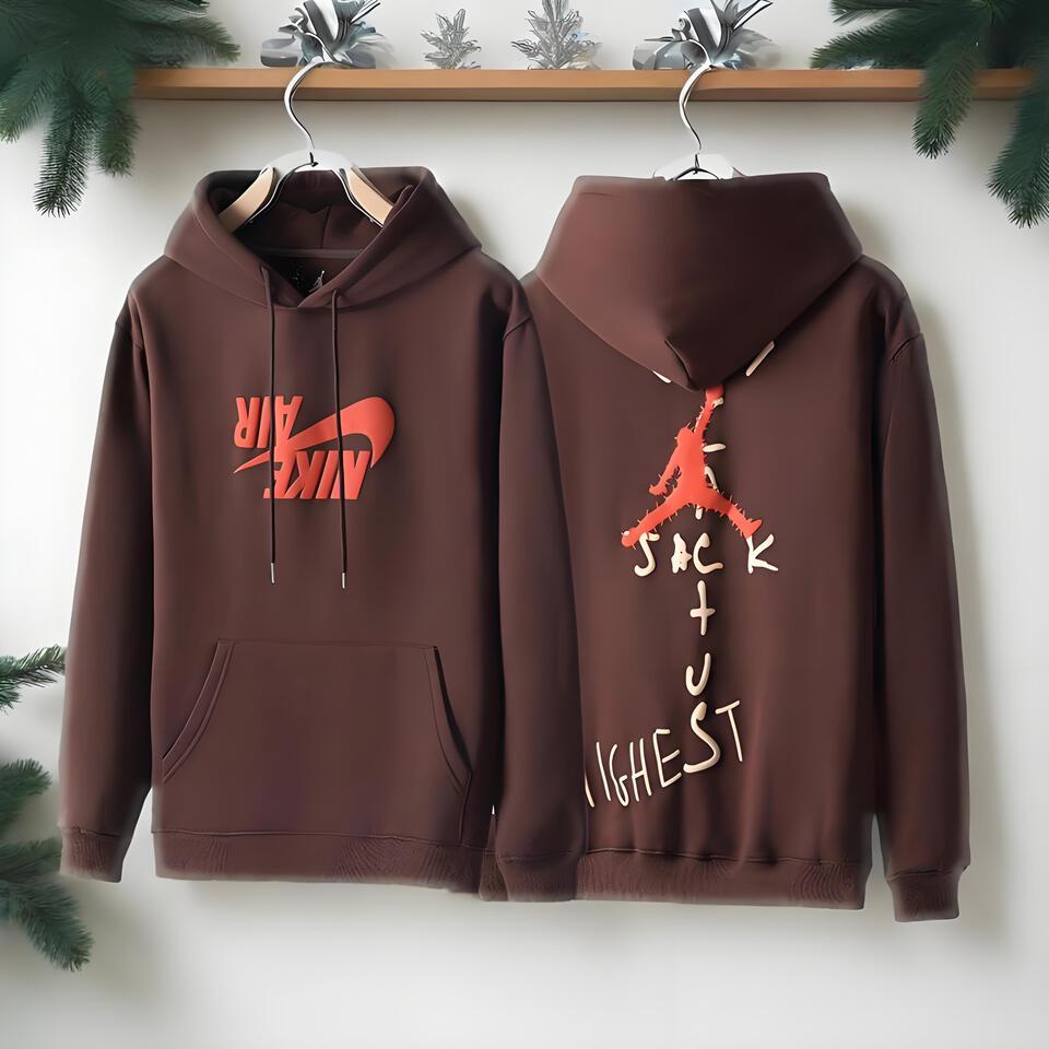 Nike Brown Cotton Hoodie Street Sport Style