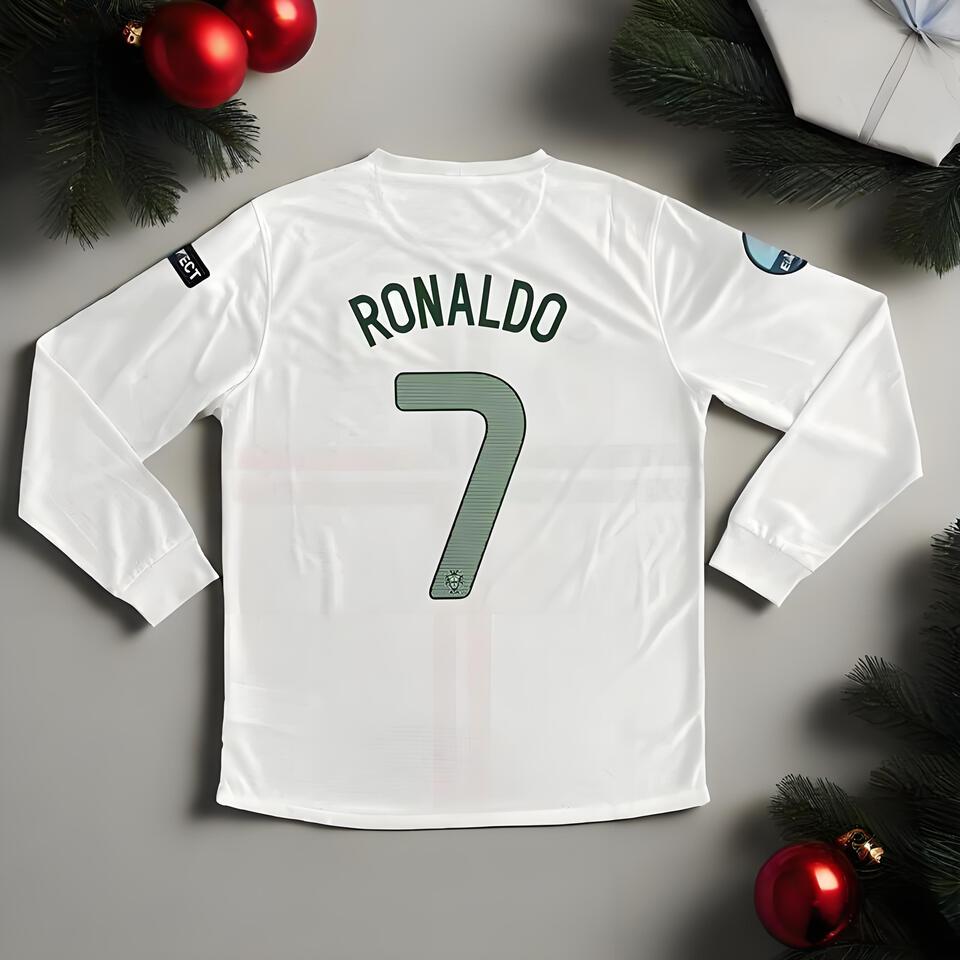Nike CR7 Portugal Home White Long Sleeve Football Shirt for Men