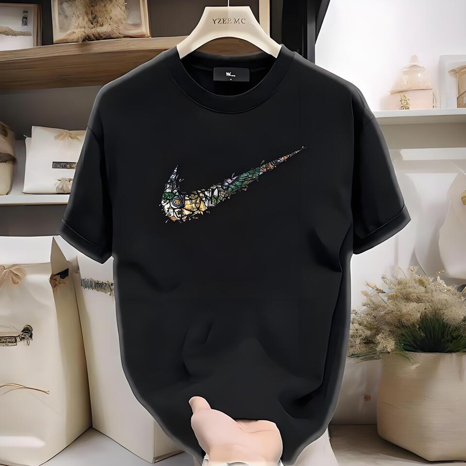Nike Doodle Swoosh Unisex Black Cotton Oversized T-Shirt