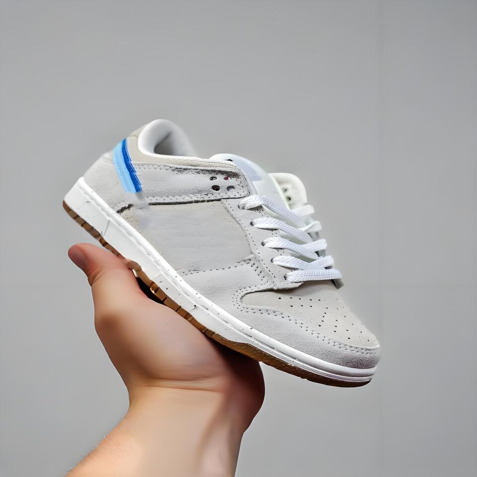 Nike Dunk Low Grey Blue Suede Retro Basketball Sneakers