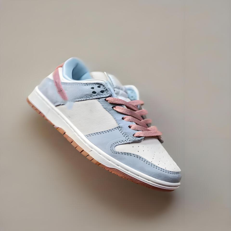 Nike Dunk Low Grey Pink Suede Leather Women's Sneakers