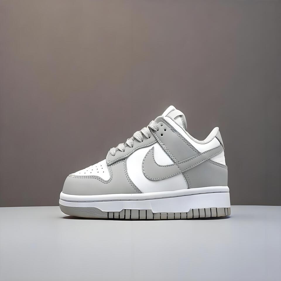 Nike Dunk Low Grey White Leather Casual Shoes Men Women