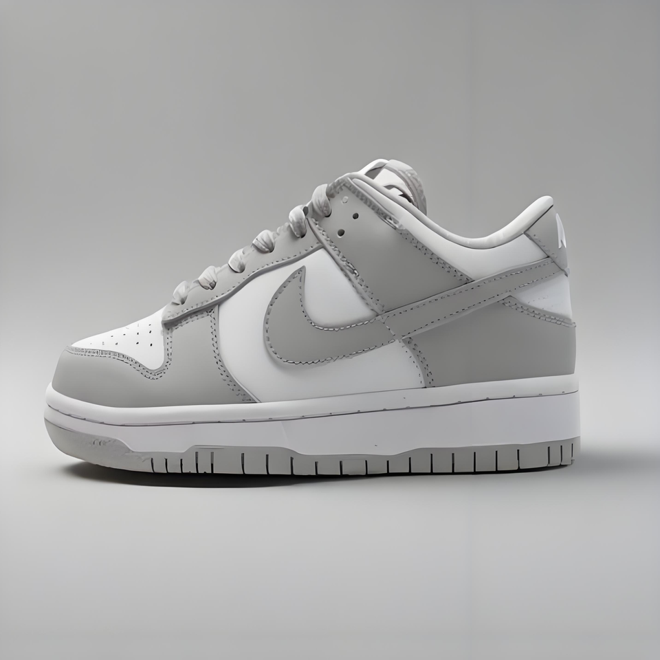 Nike Dunk Low Grey White Leather Men's Shoes