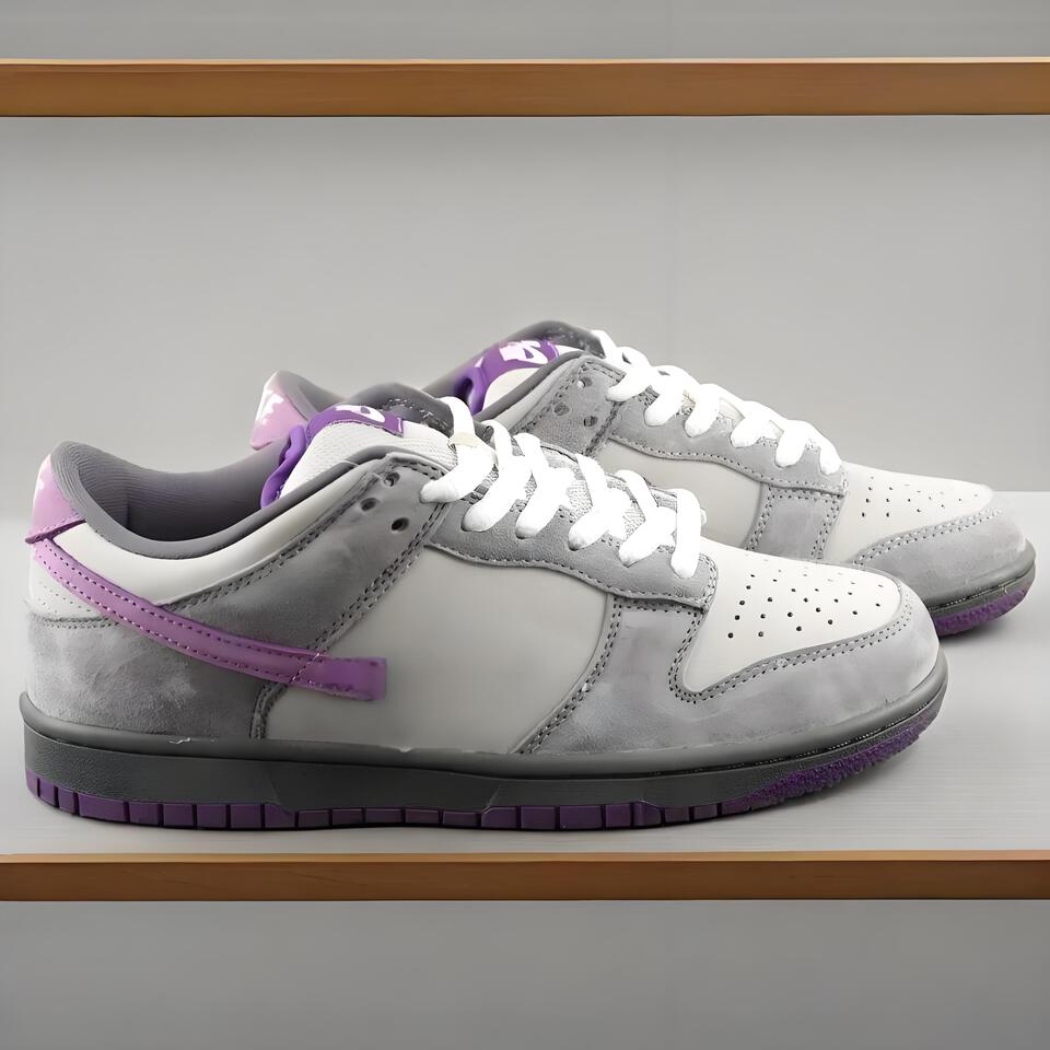 Nike Dunk Low Grey White Purple Suede Retro Skate Shoes