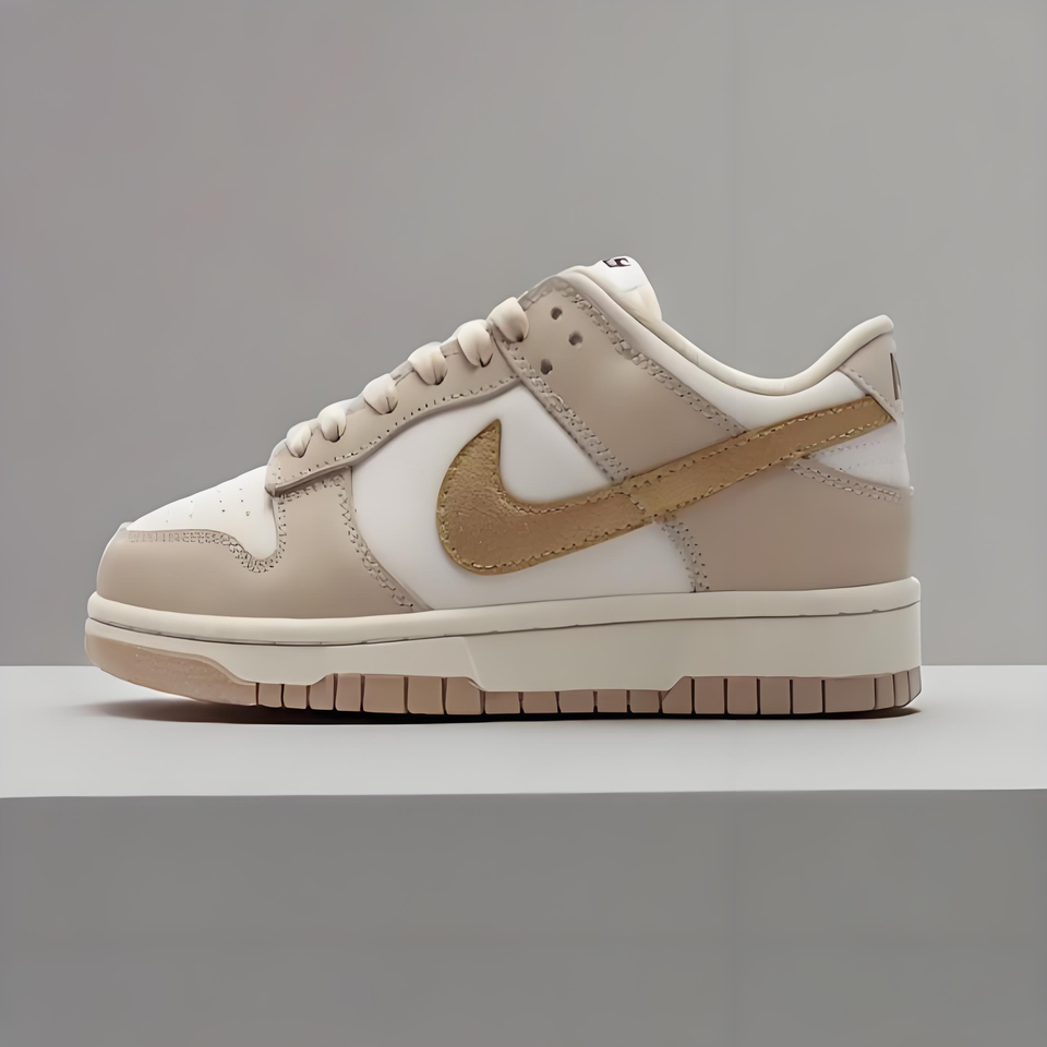 Nike Dunk Low 'Milky White Gold' Leather Sneakers