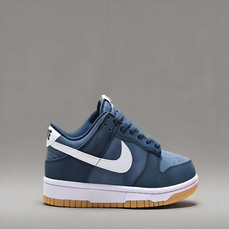Nike Dunk Low PRM Deep Navy White Gum Suede Men Women Sneakers