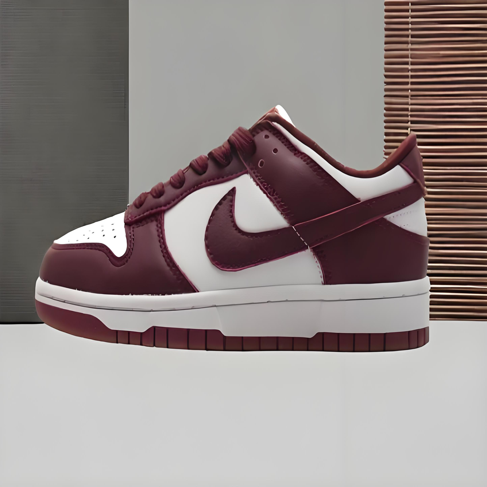 Nike Dunk Low Red Wine White Leather Retro Casual Skate Shoes