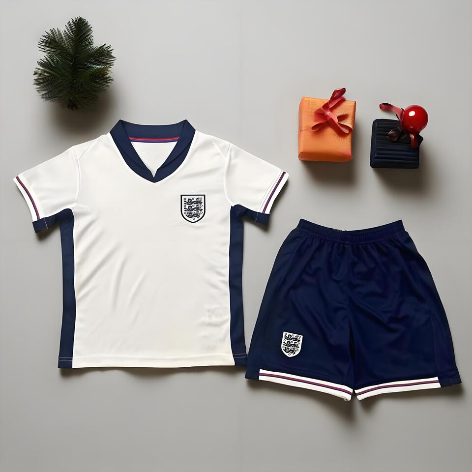Nike England Football Shirt 2024 - White & Navy Blue Home Kit