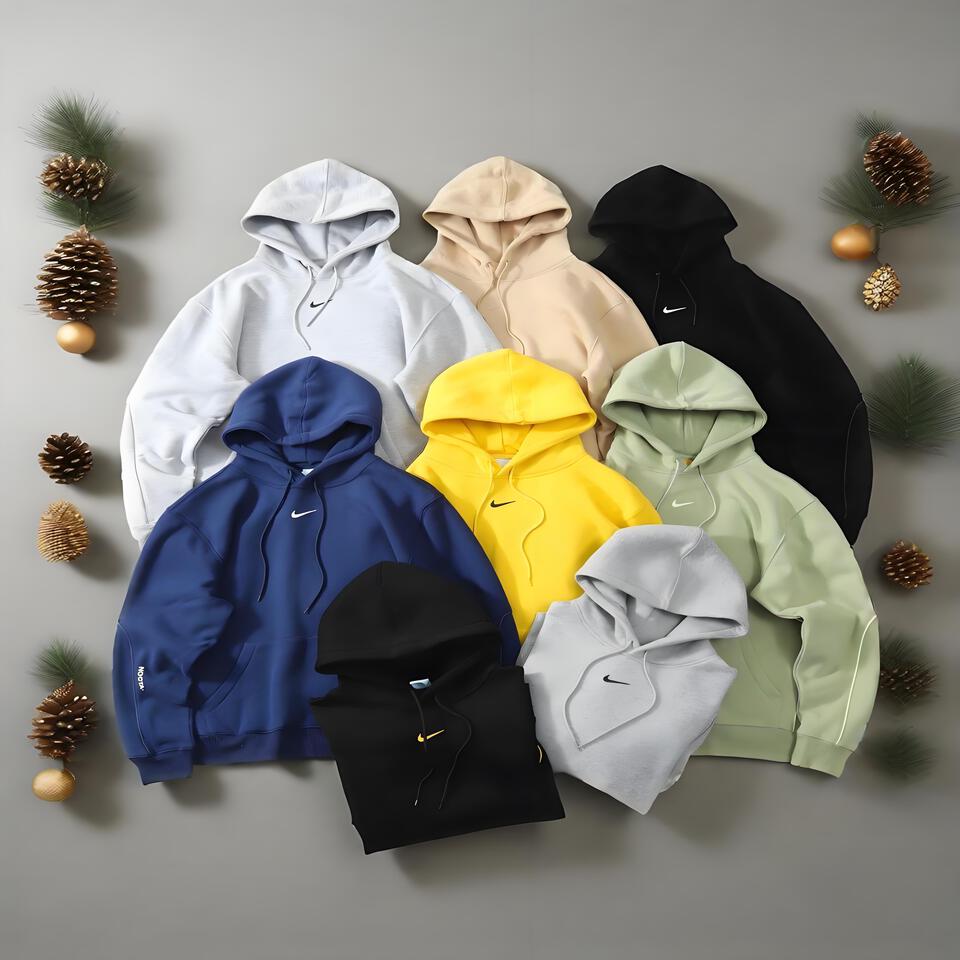 Nike Light Grey Cotton Hooded Sweatshirt