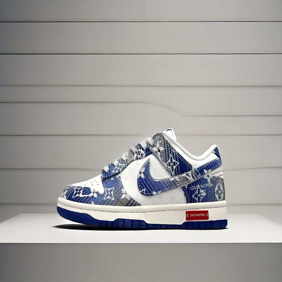 Nike LV Dunk Low Blue White Monogram Sneakers