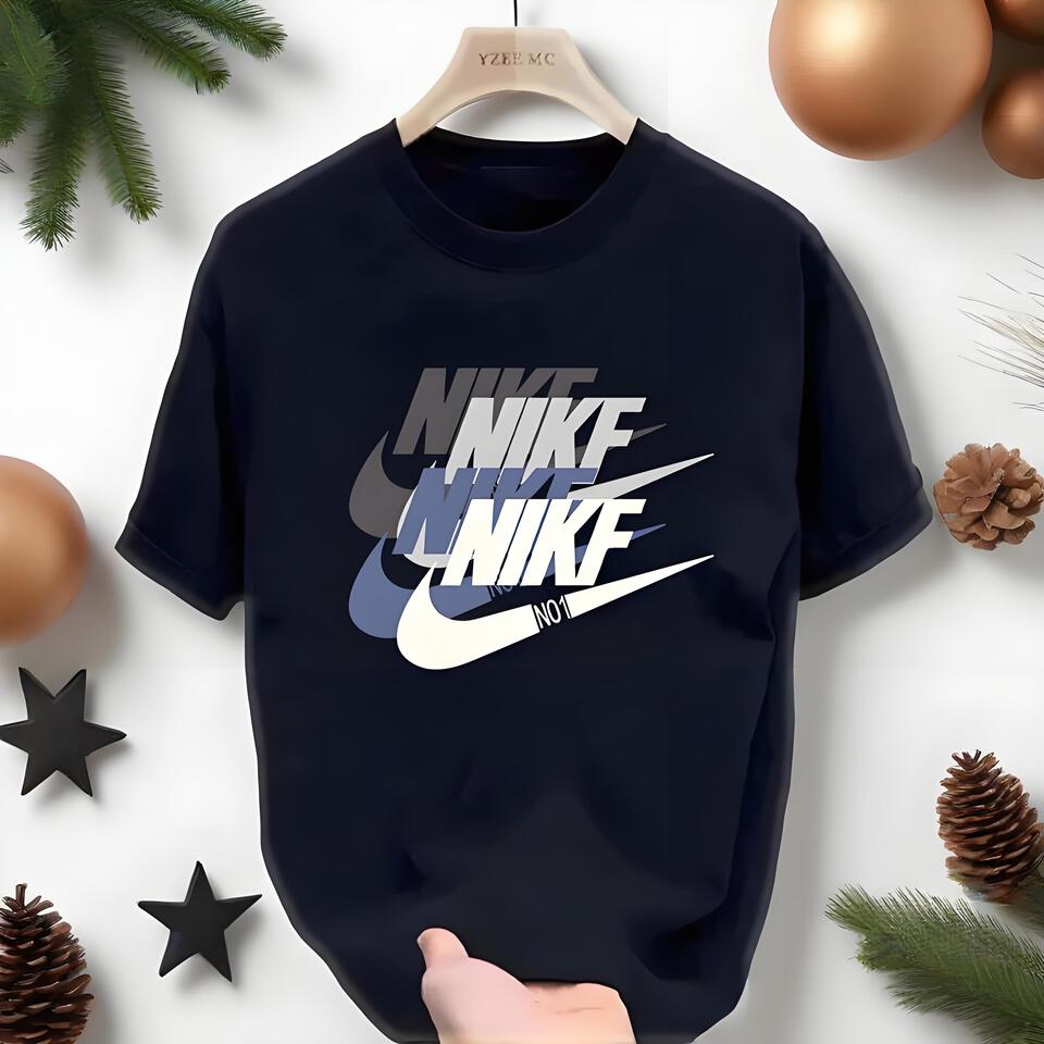Nike Navy Cotton Graphic Print Crewneck T-Shirt Unisex