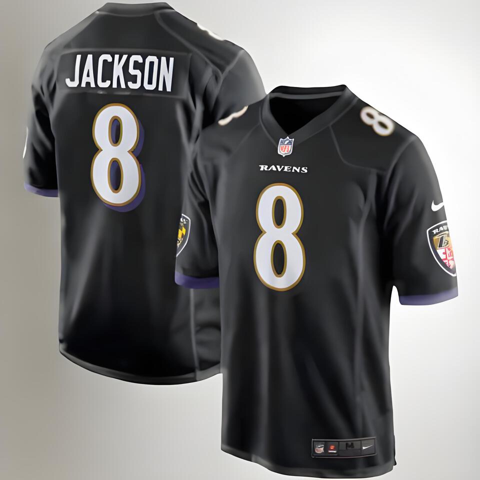 Nike NFL Ravens Black Breathable Football Jersey