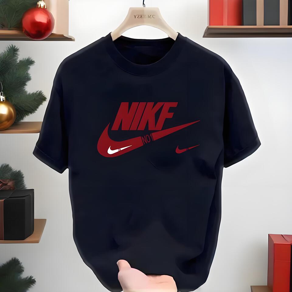 Nike No Logo Navy Cotton Crew Neck T-Shirt
