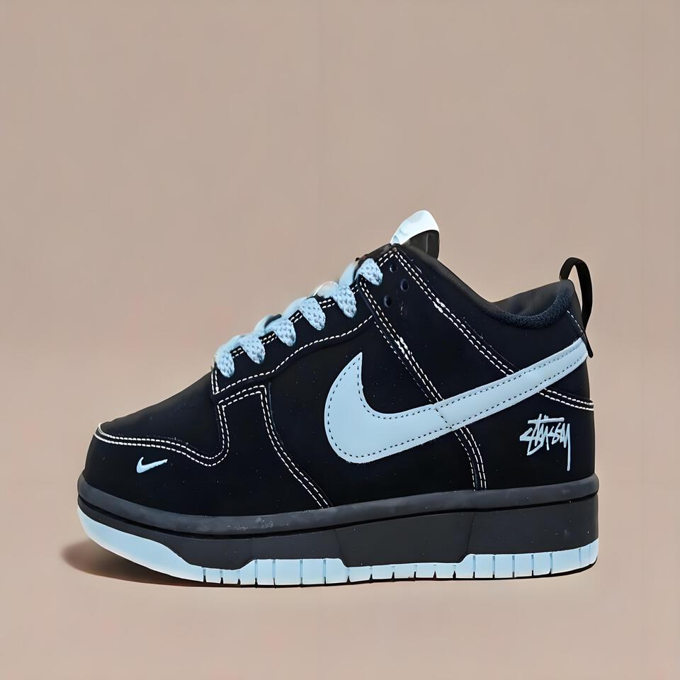 Nike SB Dunk Low Stussy Black Blue Suede Skate Shoes
