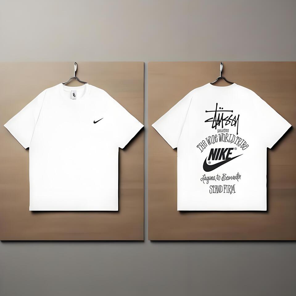 Nike Stussy White Oversized Cotton T-Shirt Streetwear