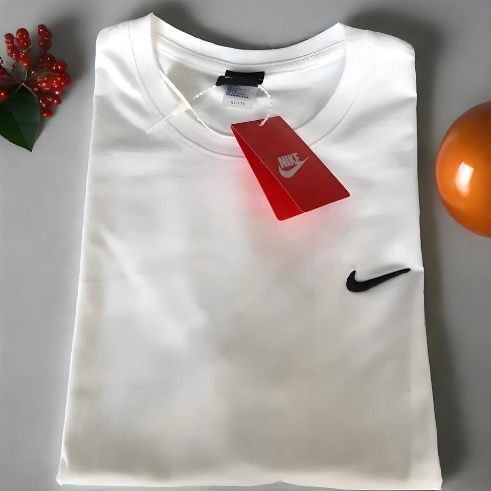 Nike Swoosh Embroidered White Cotton Unisex T-Shirt