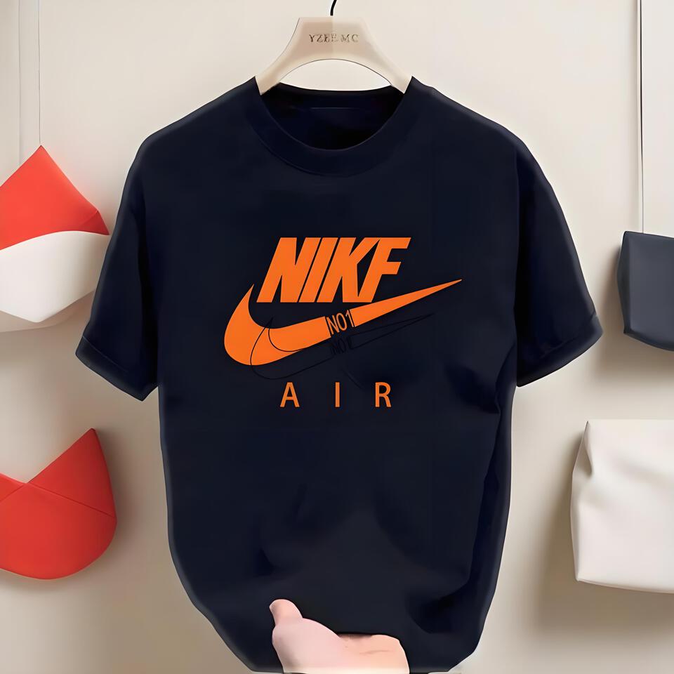 Nike Swoosh Logo Black Cotton T-Shirt