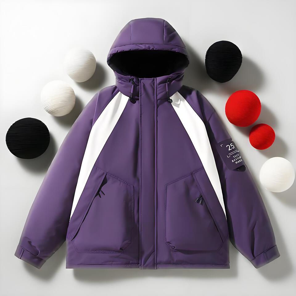 Nike Tech Fleece Purple Hooded Contrast Warm Windproof Jacket