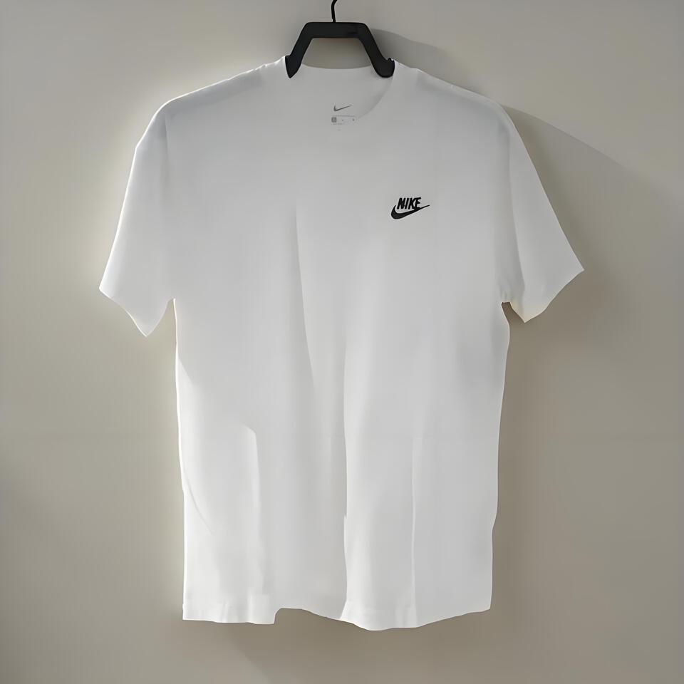 Nike White Cotton Blend Crew Neck T-Shirt