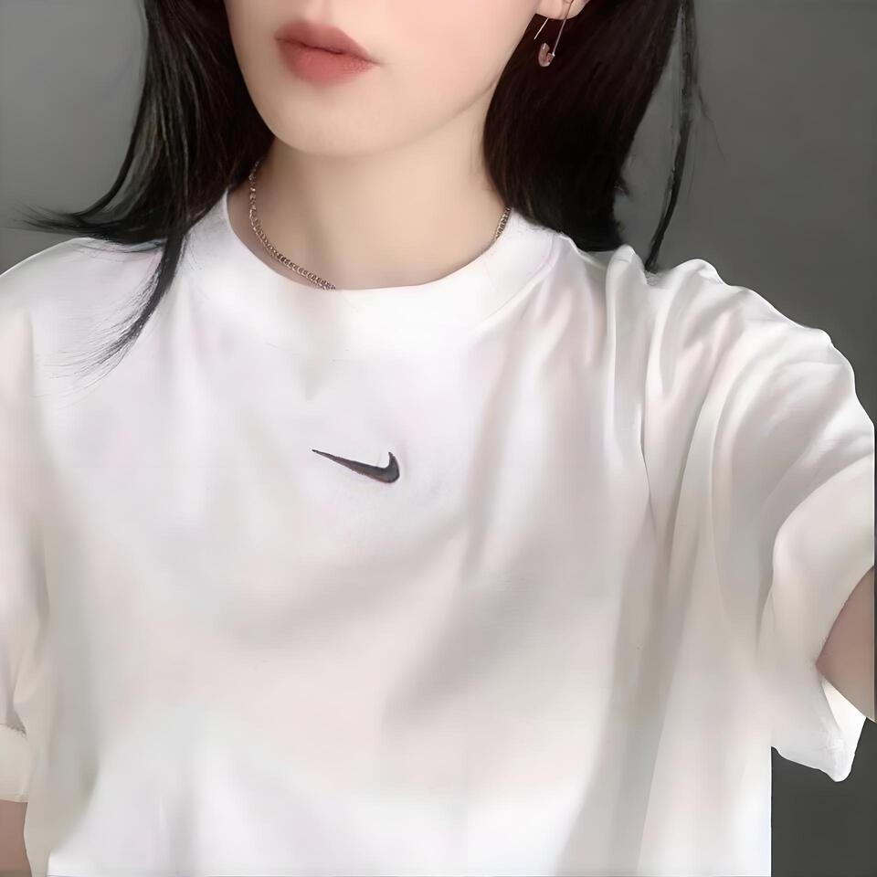 Nike White Cotton Embroidered Logo Unisex T-Shirt