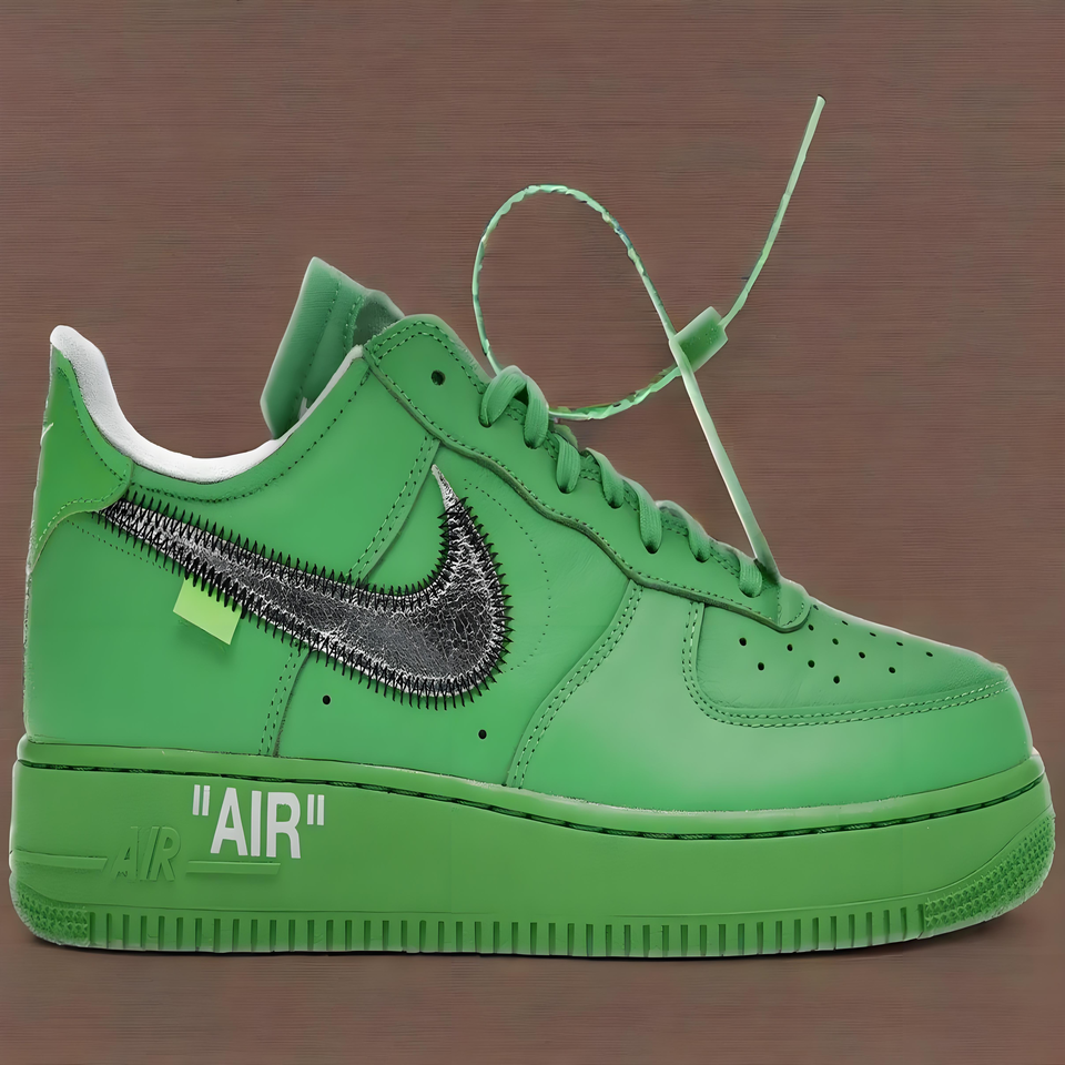 Nike x Off-White Air Force 1 Volt Green Leather Breathable Sneakers