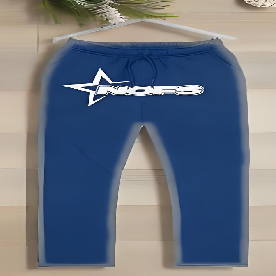 NOFS Blue Cotton Casual Athletic Pants Unisex Breathable Comfort