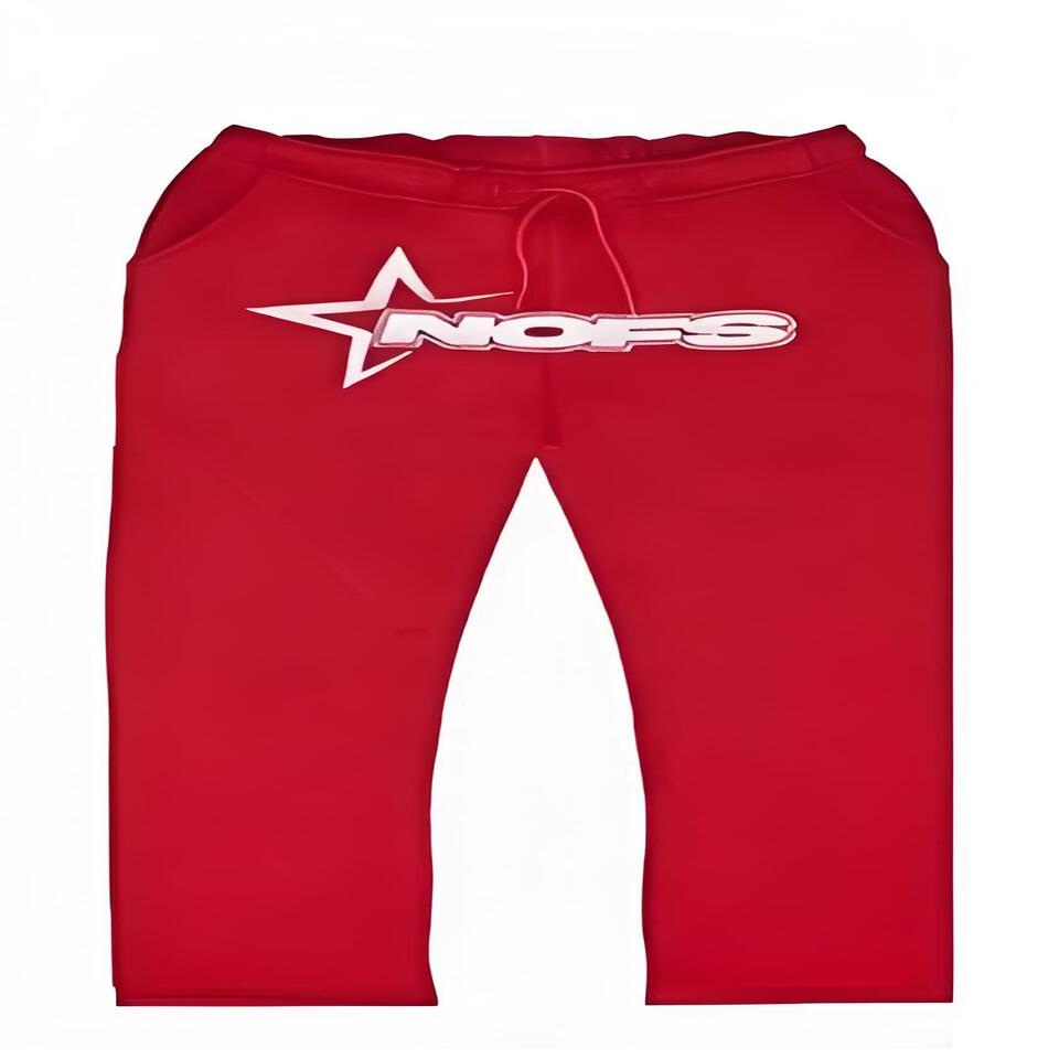 NOFS Red Cotton Casual Joggers Unisex Streetwear