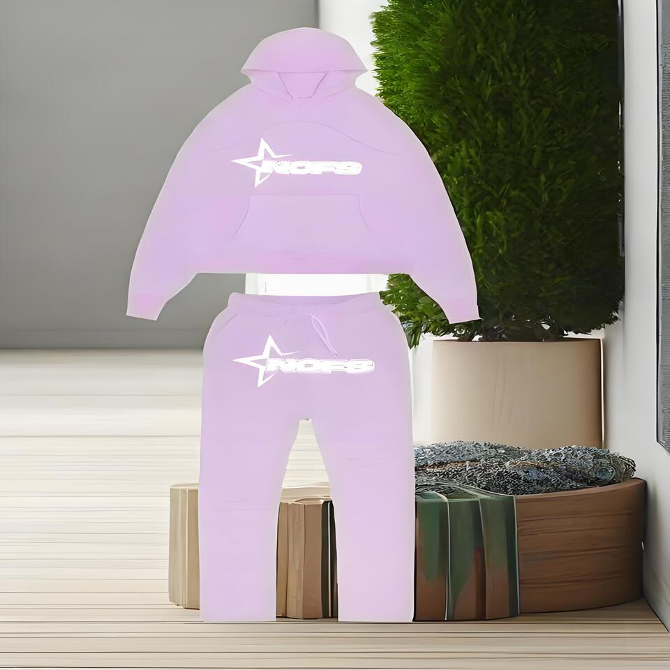 Nope Purple Hoodie Set Unisex Cotton Streetwear