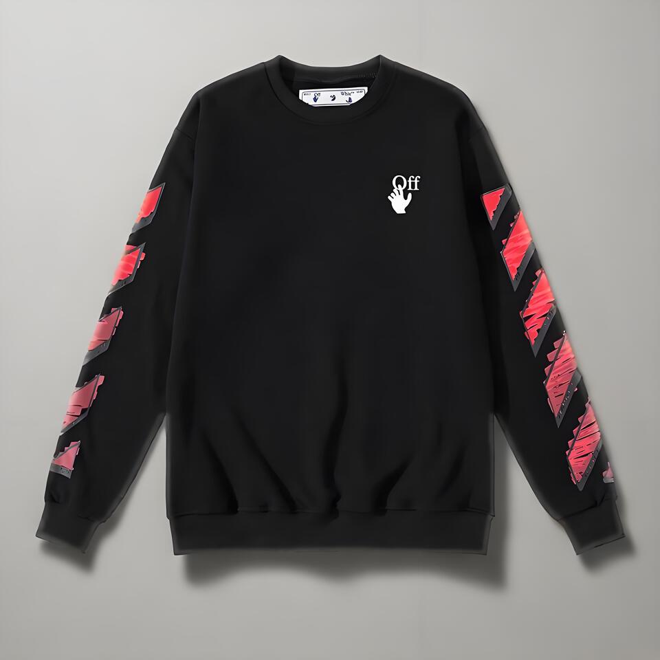 Off-White Black Cotton Arrow Print Hoodie