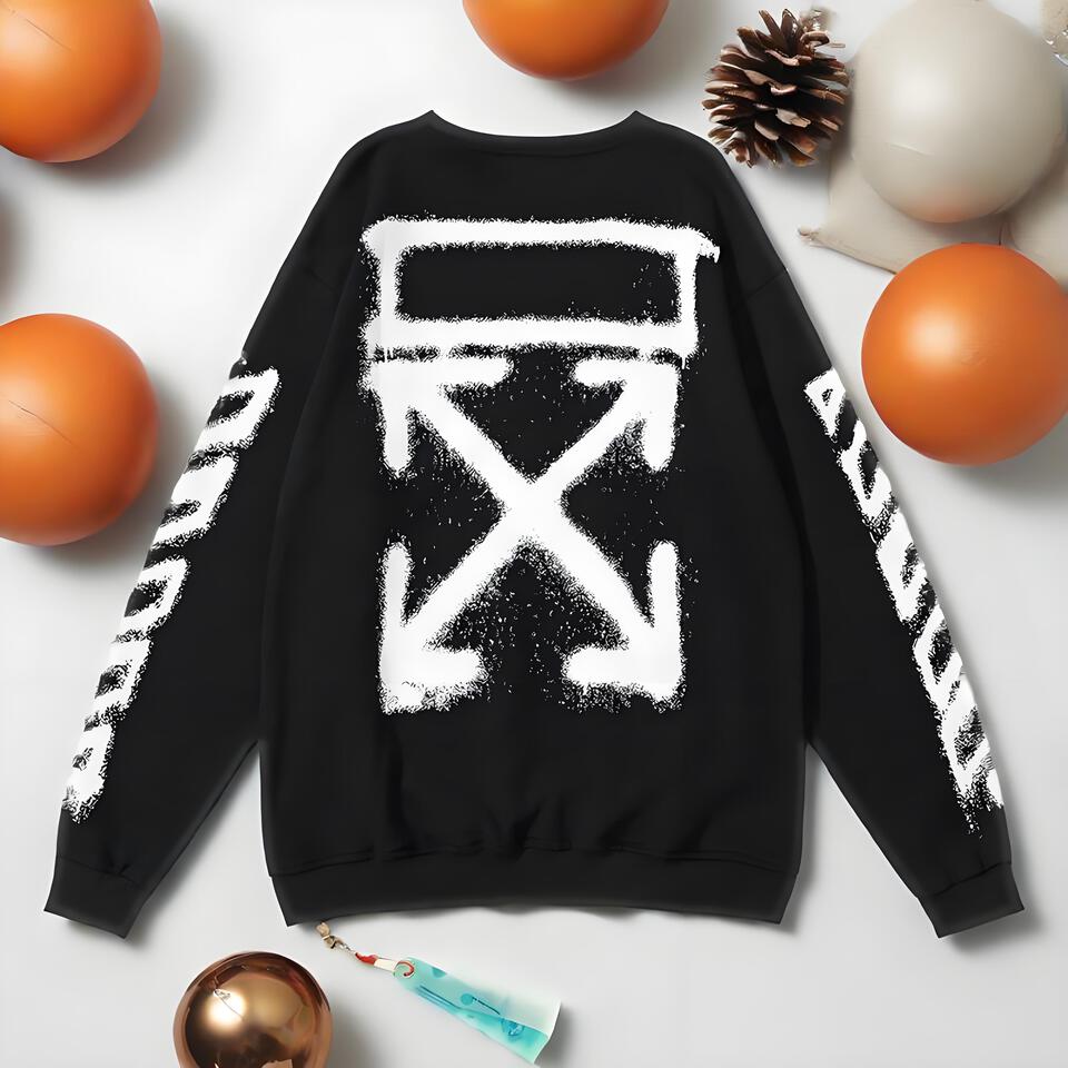 Off-White Black Cotton Graffiti Loose Crewneck Sweatshirt