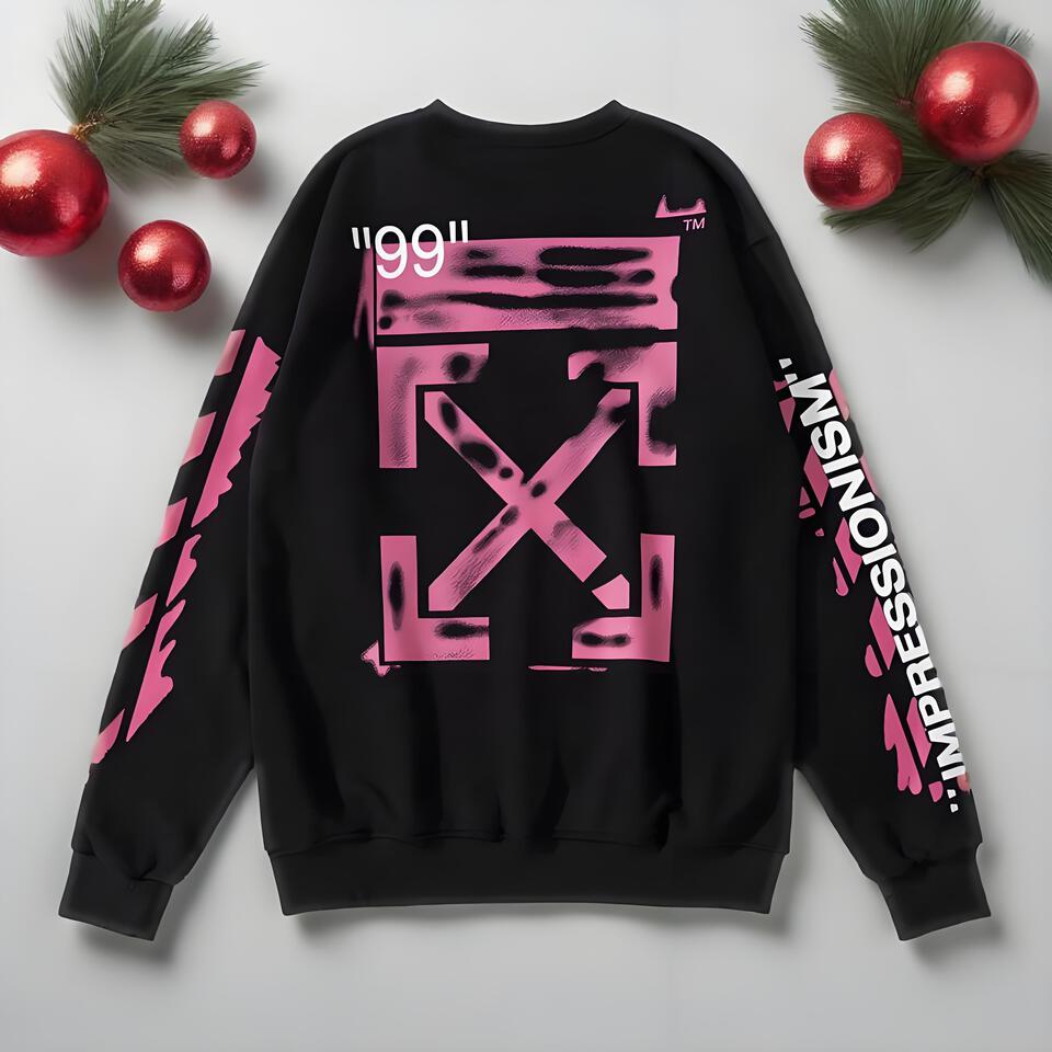 Off-White Black Cotton Graffiti Loose Hoodie