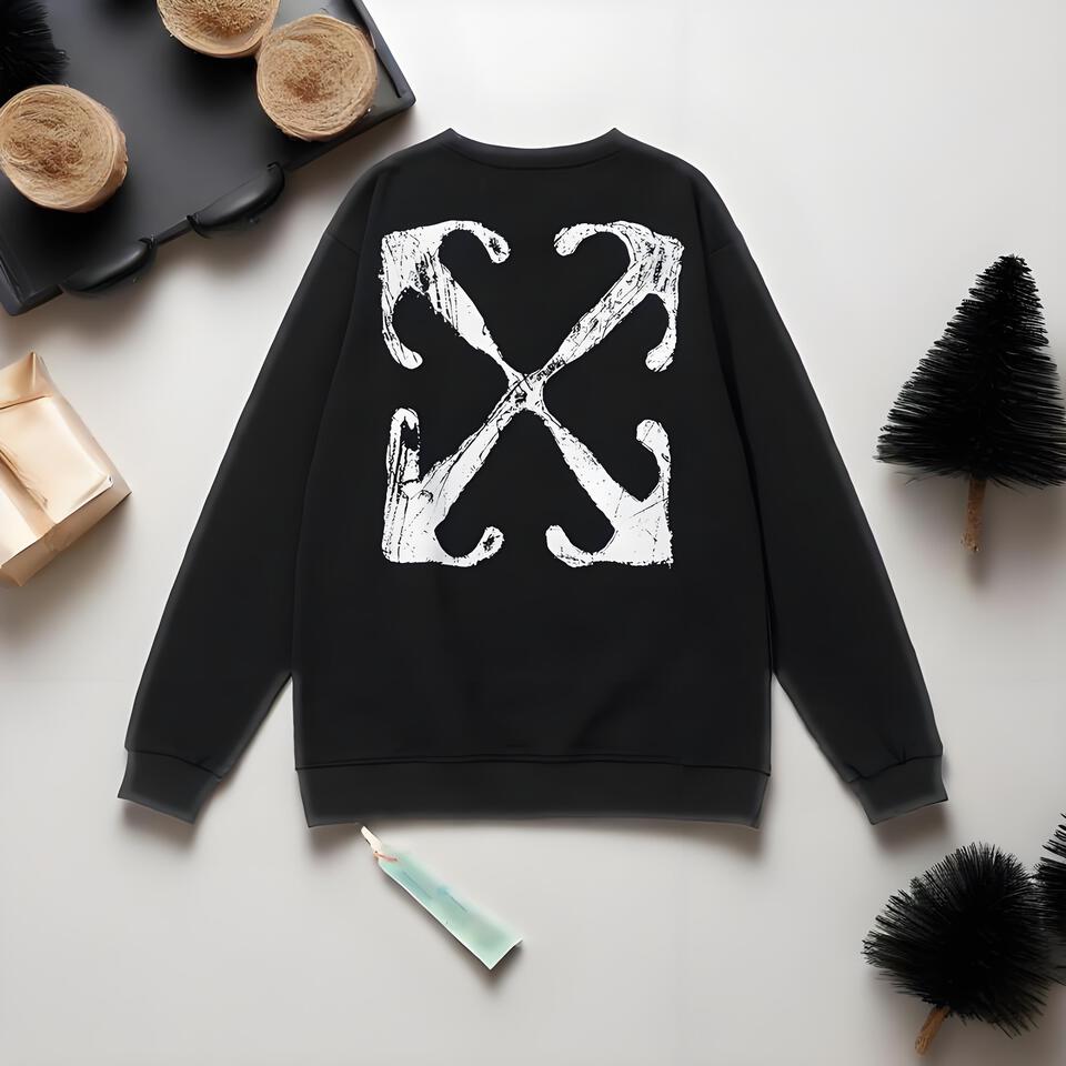 Off-White Black Cotton Graffiti Street Crewneck Sweatshirt