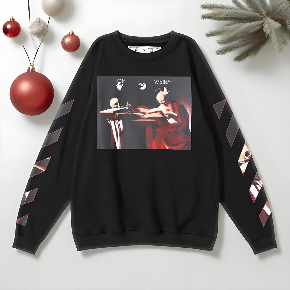 Off-White Black Cotton Street Art Crewneck Sweatshirt