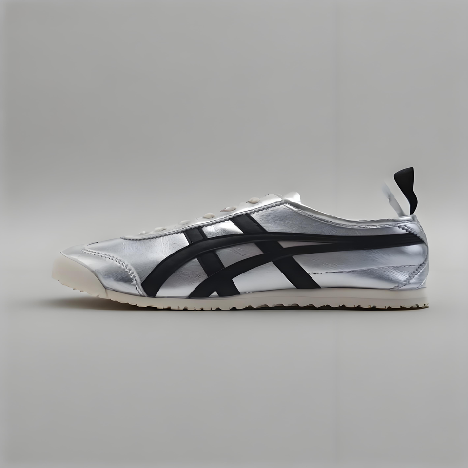 Onitsuka Tiger Mexico 66 Leather Sneakers in Silver Black