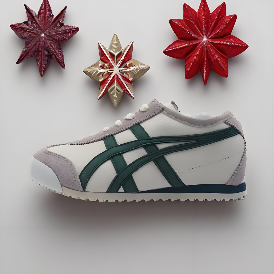 Onitsuka Tiger Mexico 66 Sneakers in White & Dark Green - Retro Athletic Shoes