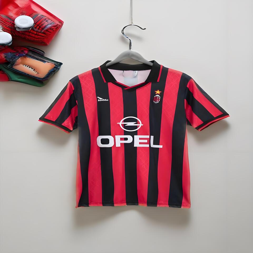 OPPEL AC Milan Red Black Stripe Breathable Short Sleeve Football Jersey