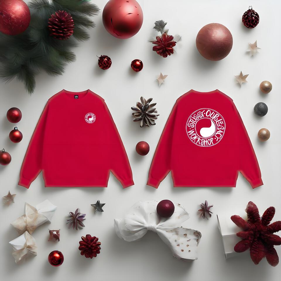 OUR LEGACY Red Cotton Crewneck Sweatshirt Street Tai Chi Print