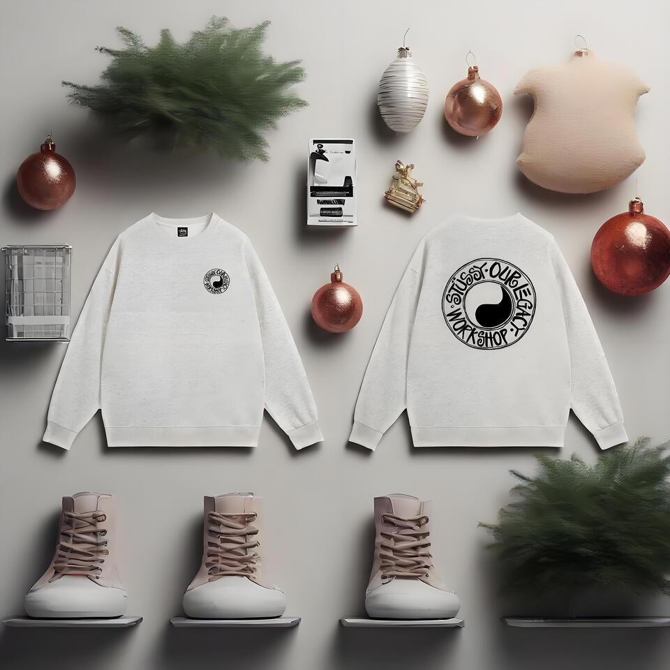 OUR LEGACY WORKSHOP Gray Cotton Oversized Taiji Graphic Crewneck Sweatshirt