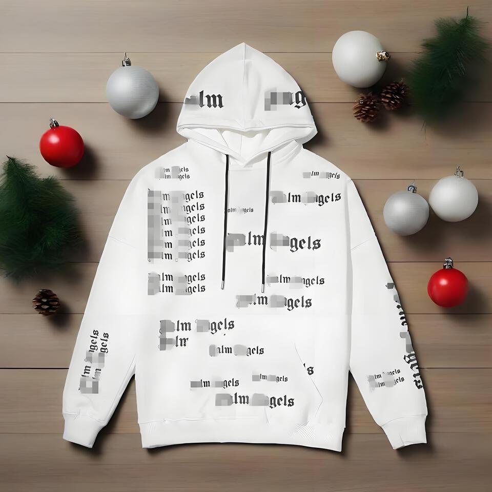 Palm Angels Hoodie White Unisex Streetwear Logo Pullover