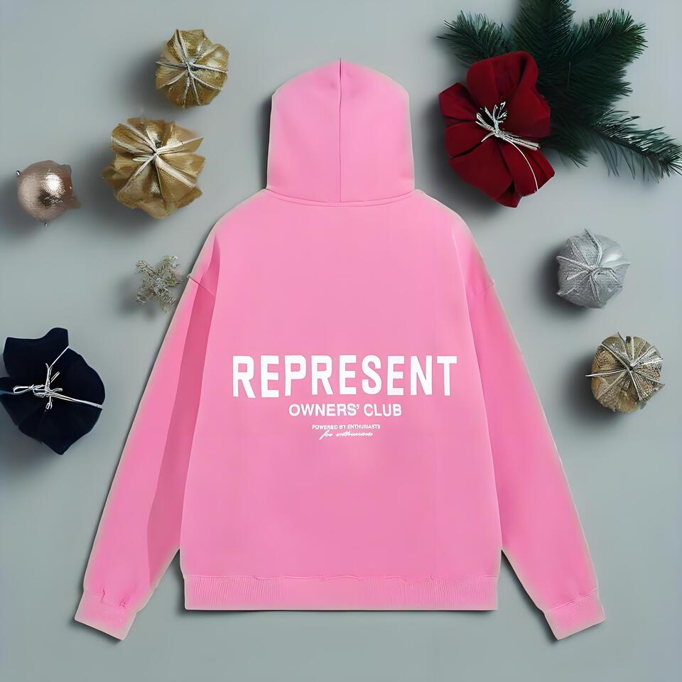 Pink Cotton Hoodie Unisex Streetwear Graphic Print Pullover