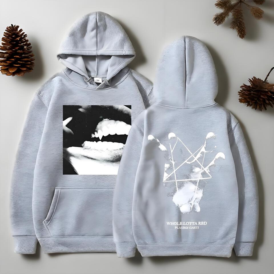 Playboi Carti Grey Cotton Hoodie Unisex Streetwear